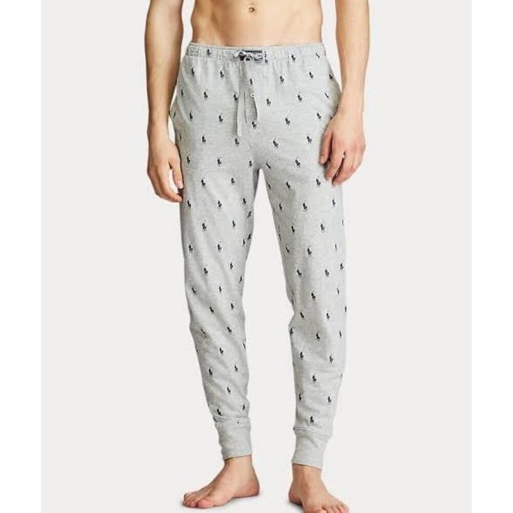 Polo Ralph Lauren Allover Pony Logo Cotton Sleep Joggers Andover Heather Gray
